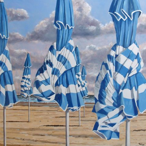 Les parasols de Cabourg - Peinture - DAVID FOUSSE
