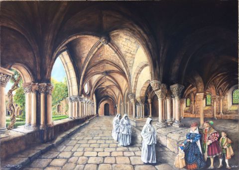 Visite au Monastère - Peinture - Jacques MONCHO