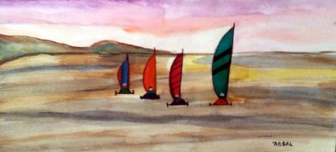 L'artiste roselyne halluin - chars à voile en baie de Somme