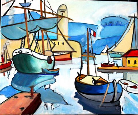 L'artiste jean-michel steinberg - bateaux à quai