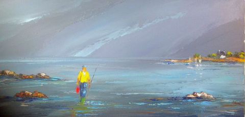 pêcheur à pied - Peinture - Philippe CALABRO