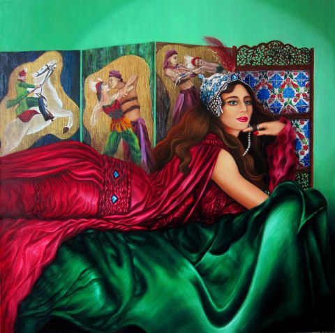 Rubis sur un lit d'émeraude - Peinture - Walid LEMKECHER