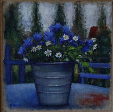 Le bouquet bleu - Peinture - chanu