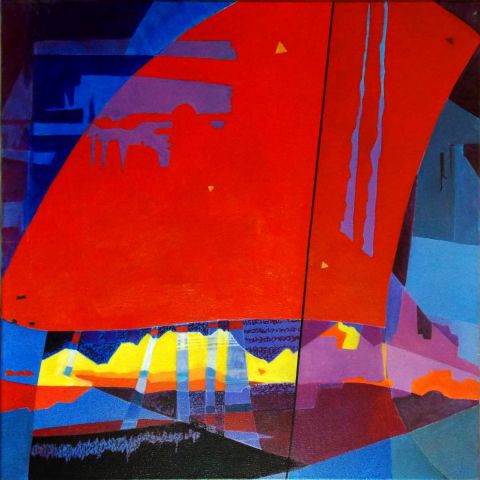 Le rouge du soir - Peinture - Jean-Marie Renault