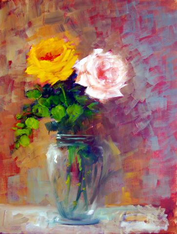 roses et jaune - Peinture - faouzizneidi