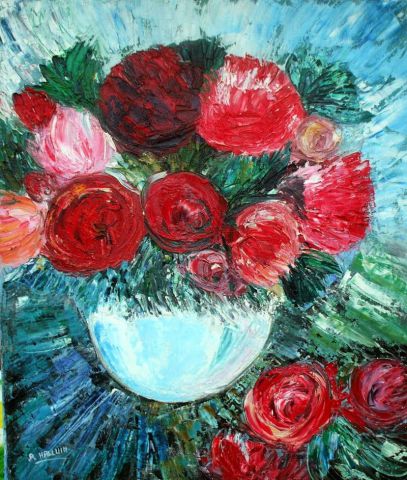 le bouquet rond - Peinture - roselyne halluin