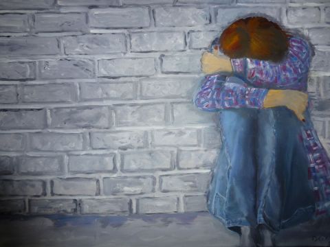 femme seule solitude urbaine - Peinture - danielle lebas
