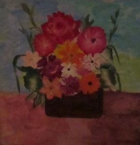 Peinture de JODAFLEURS: panier de fleurs des champs