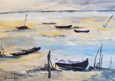 l Aiguillon à marée basse - Peinture - francoise ader