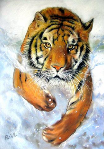 tigre - Peinture - richard van lierde