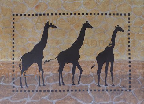 L'artiste ANNEap - 3 girafes en négatif