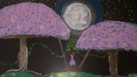 lucioles menant à  la lune - Peinture - elena