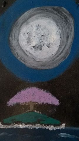 le solitaire et la lune - Peinture - elena