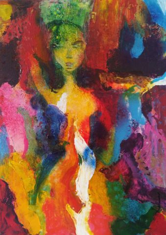 Abstrait 4 la danseuse javanaise - Peinture - Paoli