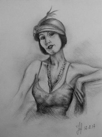 Jeune femme 1920 - Peinture - James AUGUSTIN