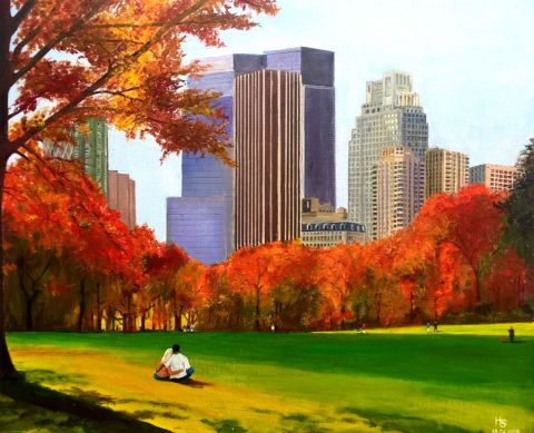 Central Park - Peinture - Henri SACCHI