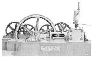 Dessin de Francois MOLL: Machine à vapeur de la distillerie J.M - Fond Préville - Macouba - Martinique