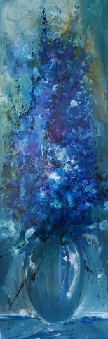 Le bouquet bleu - Peinture - NATHALIE THOMINE