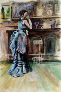 Peinture de Leboulanger: La femme en bleu de Corot
