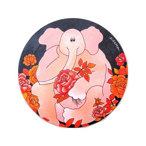 Eléphant aux fleurs - Peinture - Jideka
