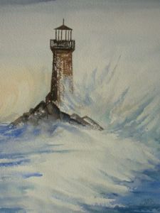 Peinture de Jacques Masclet : tempête en mer