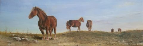 chevaux à Porspoder - Peinture - GAELLE SOMBSTHAY