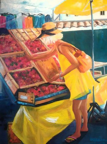 L'artiste Chantal  Urquiza - Jour de marché a Sanary 