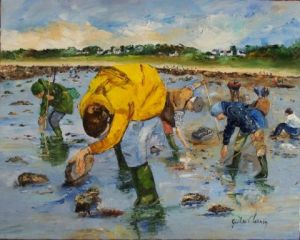 Peinture de gilles clairin : pêcheur au ciré jaune
