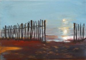 Voir cette oeuvre de Jean-Pierre Henichart: Sur la plage d'Ecault, le soir