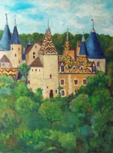 Peinture de Yves Mignotte: Chateau de la Rochepot