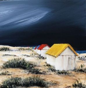 Peinture de Pittsenzo: Les cabines de Gouville sur Mer