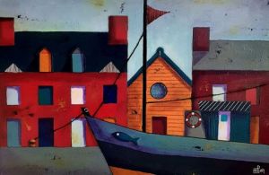 Peinture de Marie-Pierre JAN: Maisons rouges