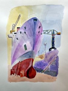 Voir cette oeuvre de Gilles de Ginestet: Chantier naval à La Ciotat