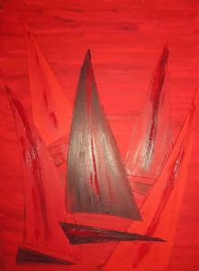 Sculpture de valerie jouve: marine rouge, voiliers