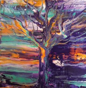 Peinture de Claud : arbre flamboyant