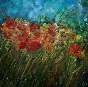 Peinture de Claud : Fleurs des champs au crépuscule