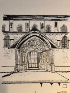 Dessin de COMETE: Portail de l'abbaye de Fleury